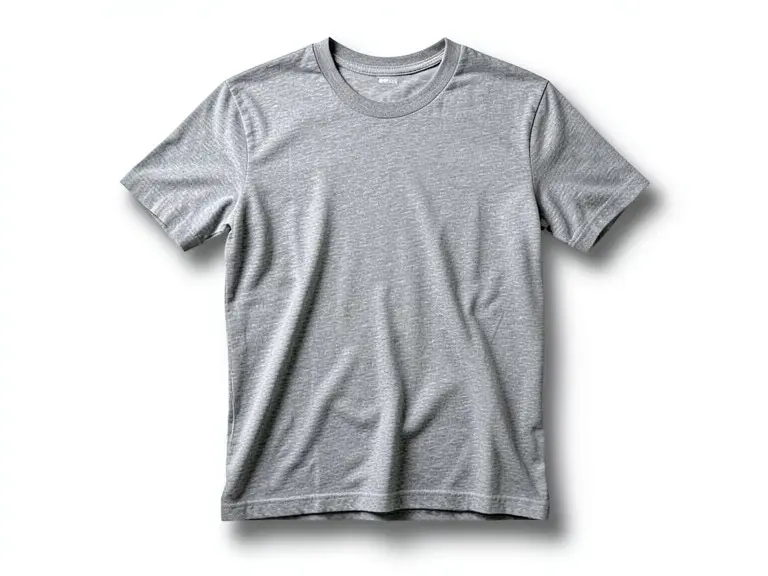 The gray t-shirt shown as if worn by an invisible body, on a plain white background with a soft shadow