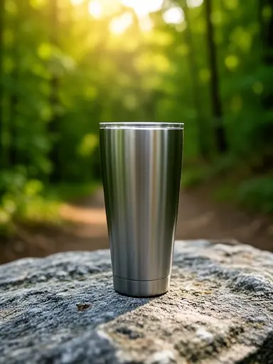 Lifestyle: a tumbler on a hiking trail: the AI result