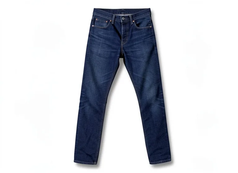 Dark denim jeans on a hanger: the AI result