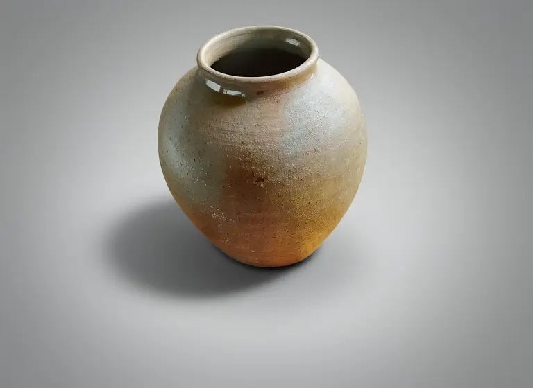 Stoneware vase to a grey seamless backdrop: the AI result