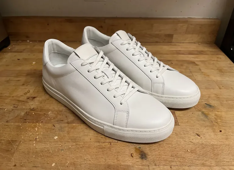 White sneakers to a white-background shot: the original photo
