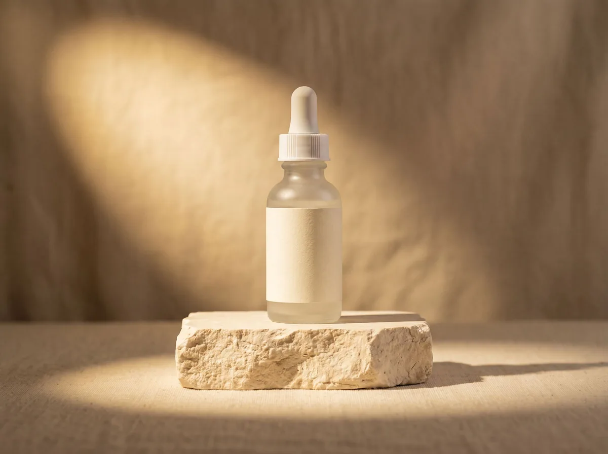 Stone podium: beauty product photography example