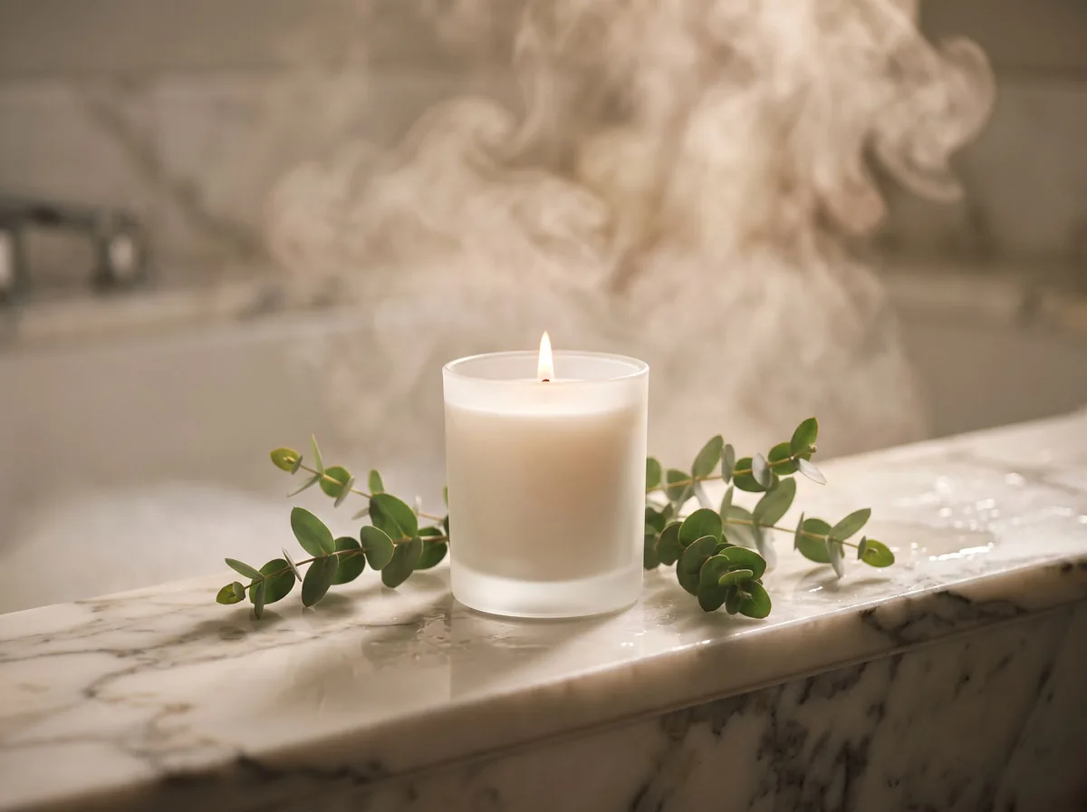 Bathtub spa: candle product photography example