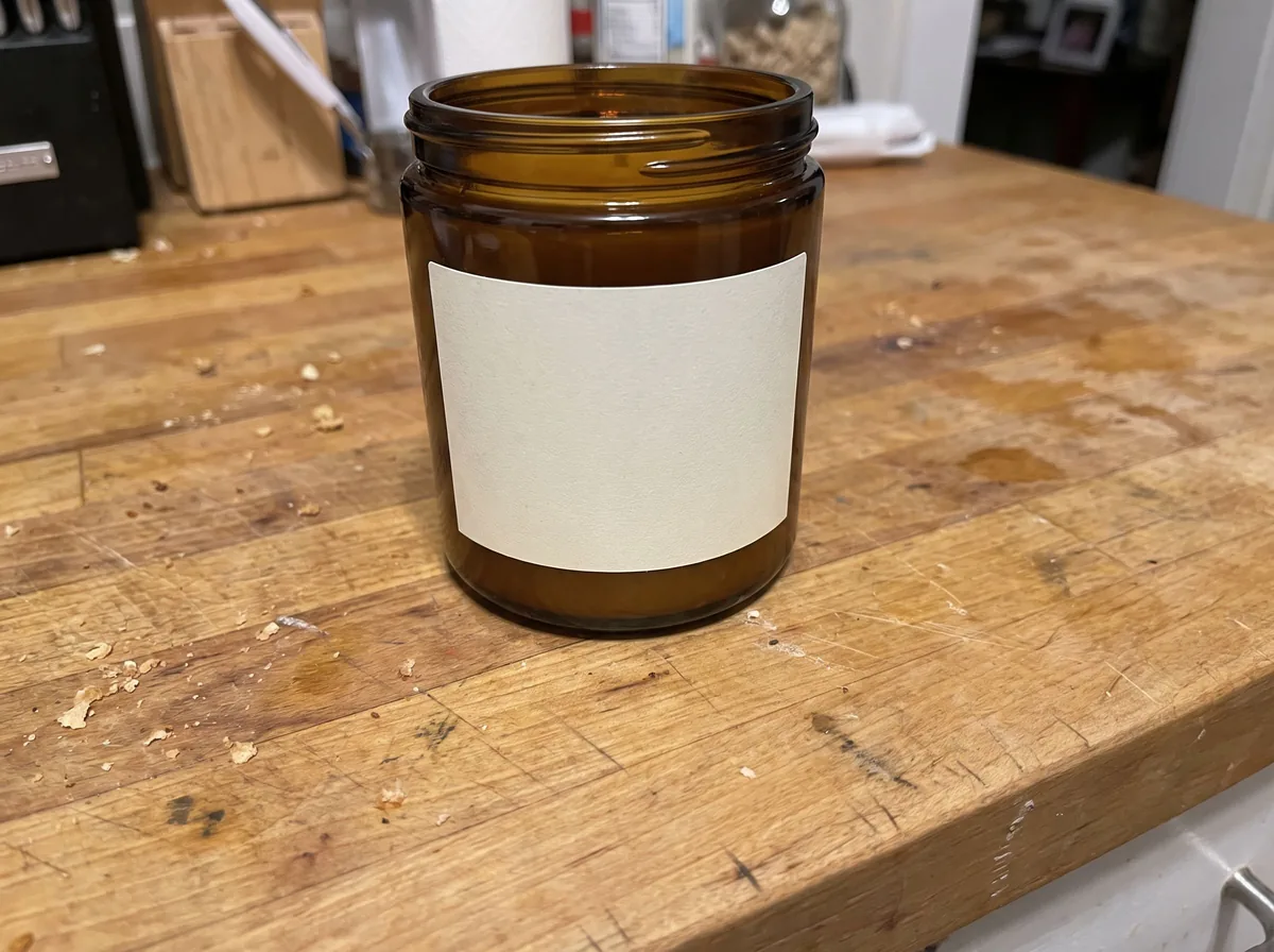 Phone photo before AI Candle Product Photography