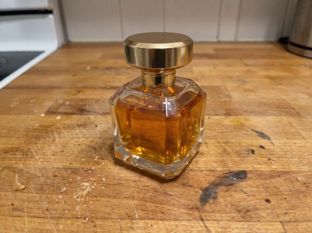 Phone photo before AI Perfume Product Photography